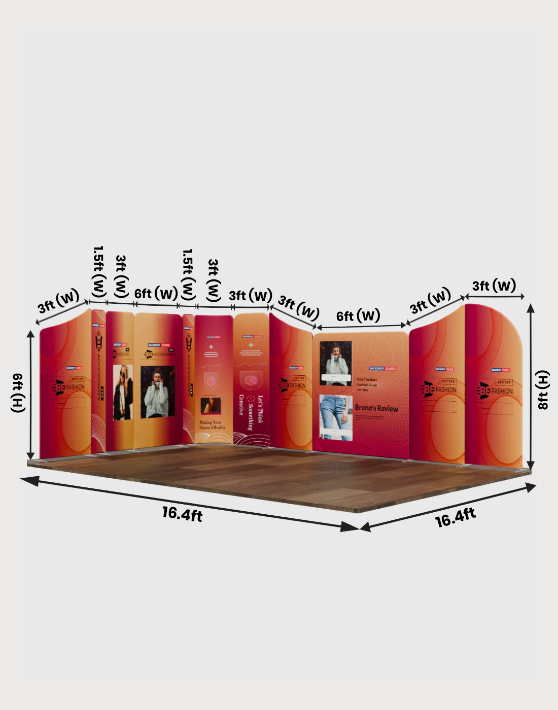 Magnetic Fabric Booth Display - Model 5 (16.4 x 16.4ft)