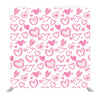Pink hand drawn heart pattern with white background Media wall - Backdropsource