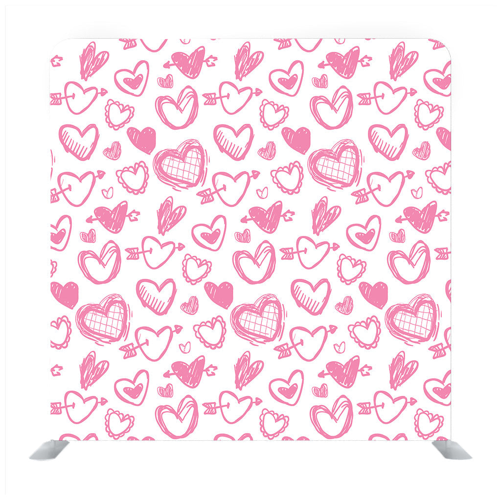 Pink Hearts With White Background Media Wall - Backdropsource