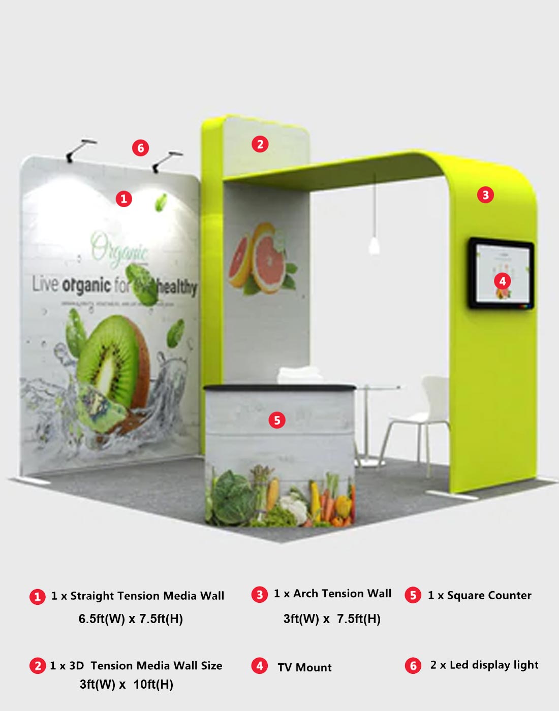 Premium Modular L Arch TV Display Exhibition Kit for 10ft Wide Booths - Backdropsource