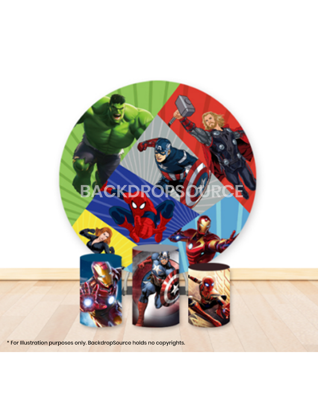 Pre Designed Round Backdrop Kits with Counter for Birthday Parties & Event
