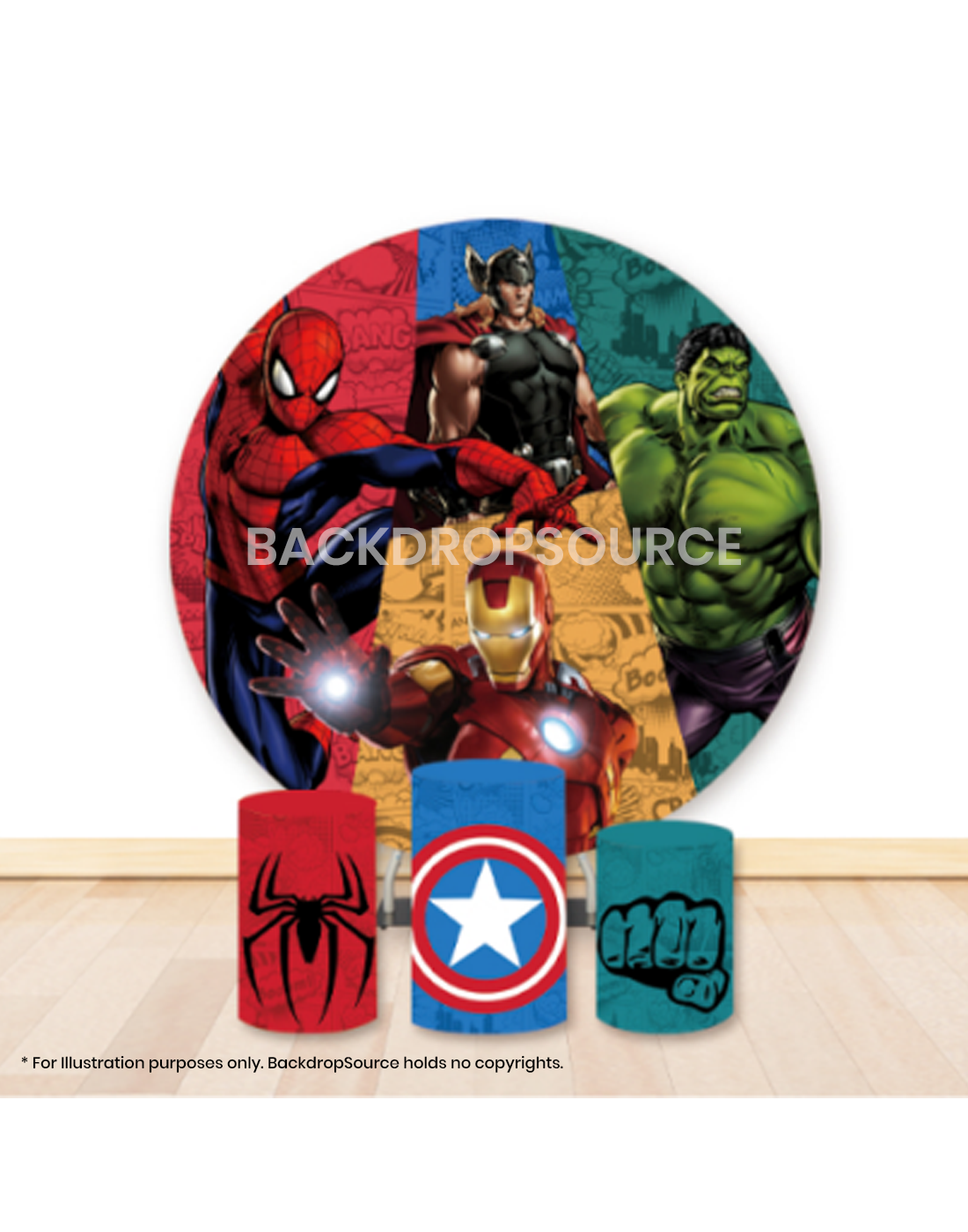 Pre Designed Round Backdrop Kits with Counter for Birthday Parties & Event
