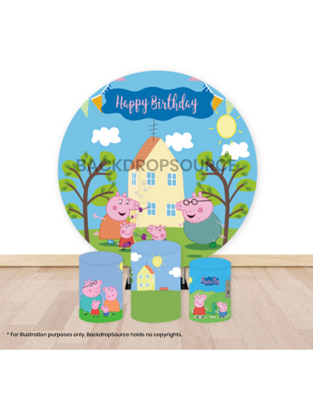 Pre Designed Round Backdrop Kits with Counter for Birthday Parties & Event