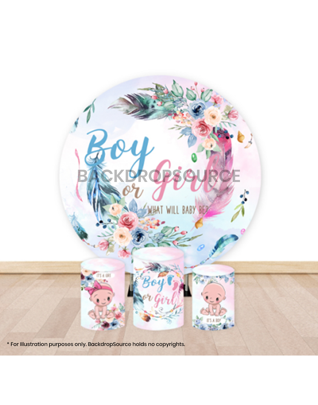 Pre Designed Round Backdrop Kits with Counter for Birthday Parties & Event