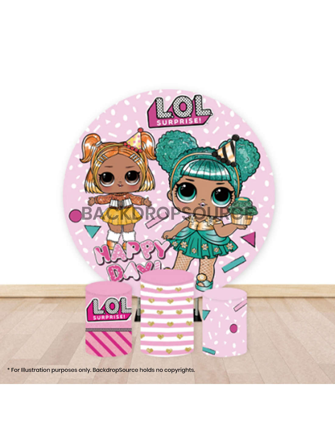 Pre Designed Round Backdrop Kits with Counter for Birthday Parties & Event