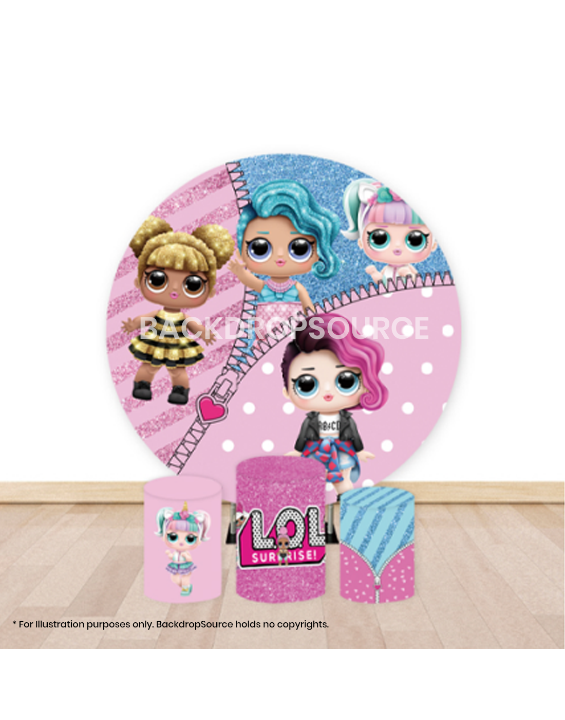 Pre Designed Round Backdrop Kits with Counter for Birthday Parties & Event