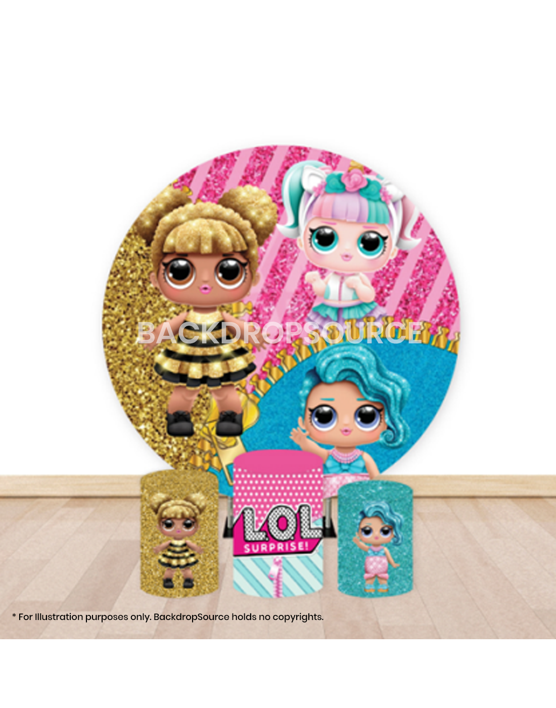 Pre Designed Round Backdrop Kits with Counter for Birthday Parties & Event