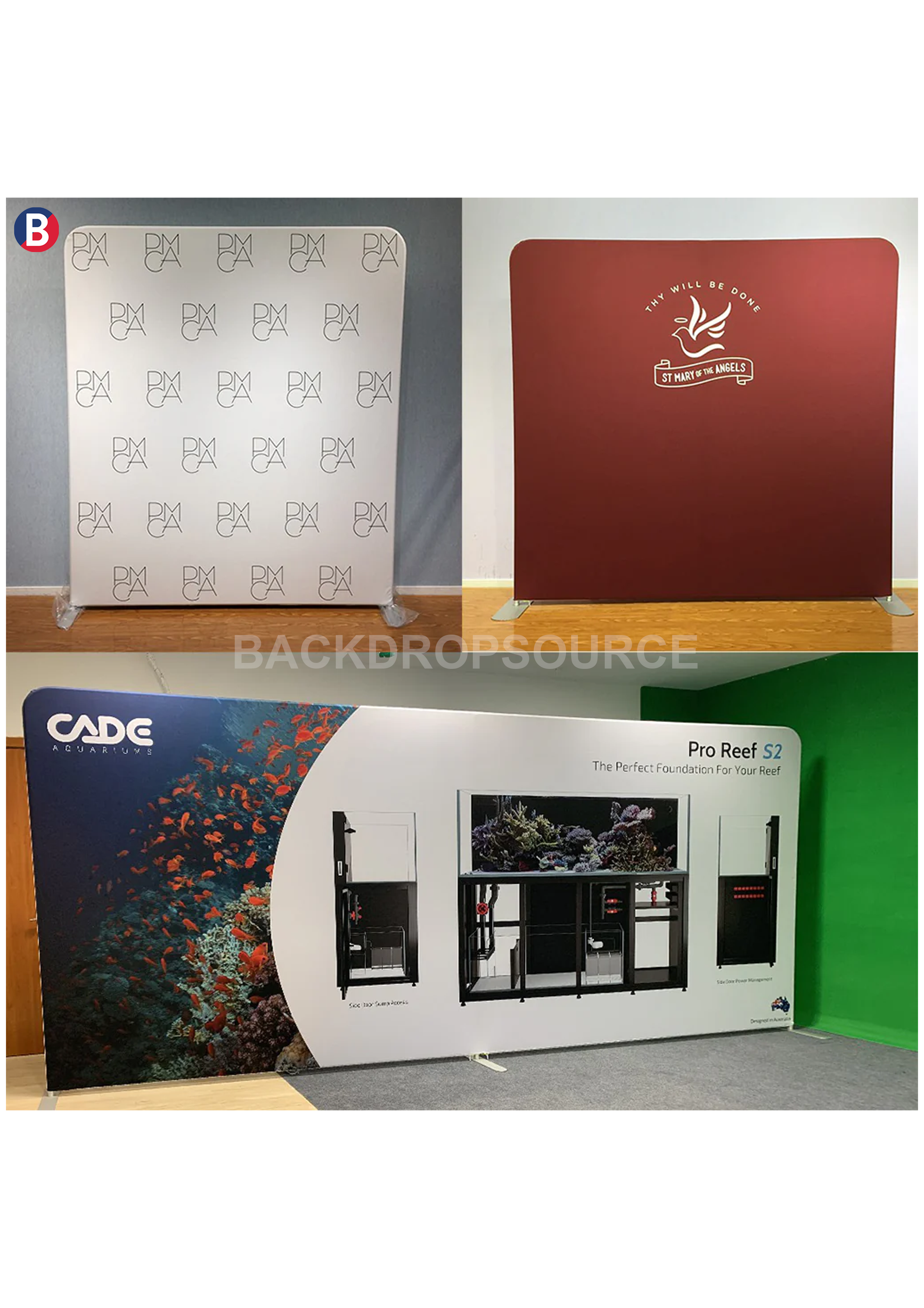 Exhibición de fondo de tela de tensión recta de primera calidad