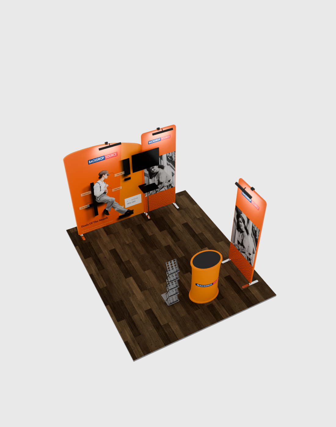 Kit de exhibición de TV premium para stands de 10 pies de ancho