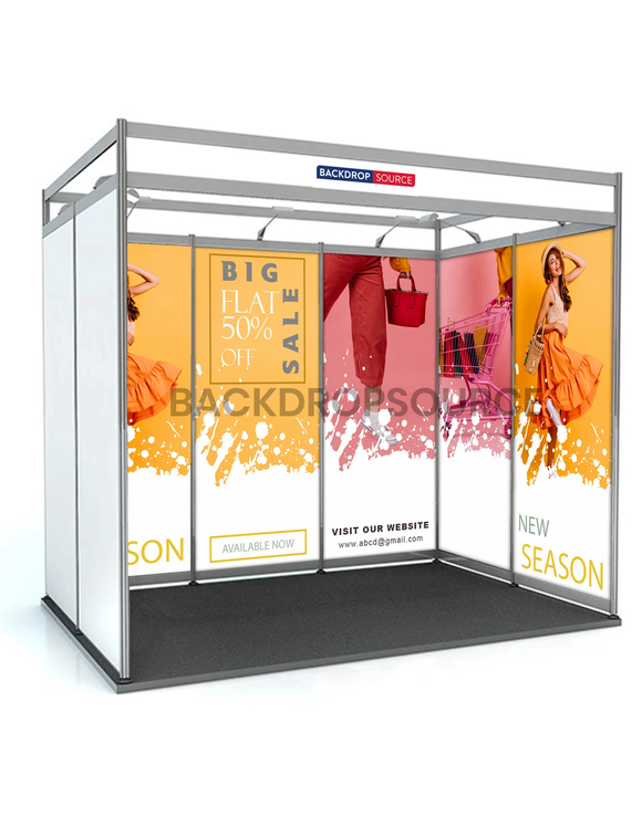 Gráficos de exhibición con esquema de concha para stand de 10 pies de ancho x 10 pies de profundidad