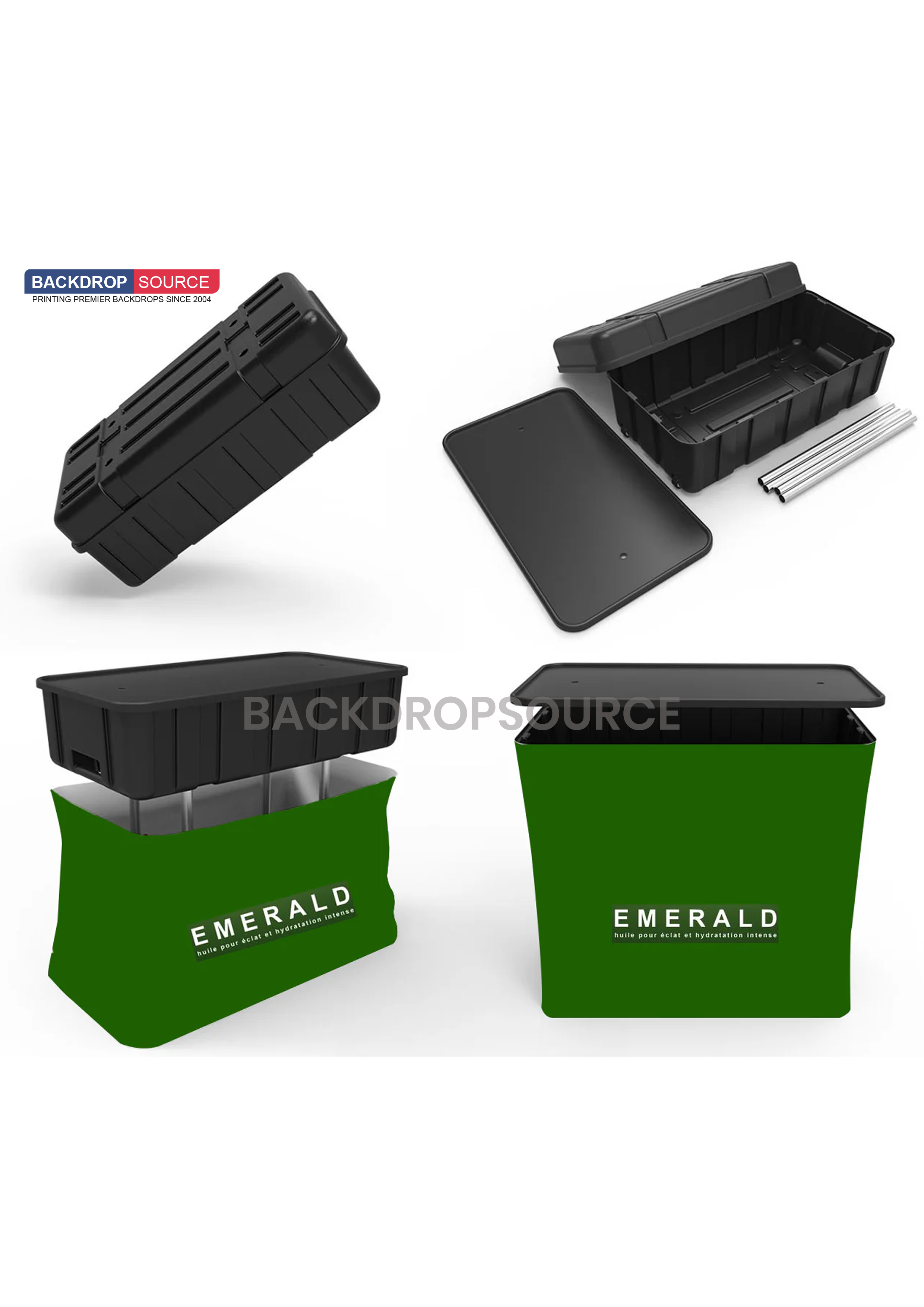 10ft Exhibit Kit: Straight Back Wall & Waterfall Shelving Booth
