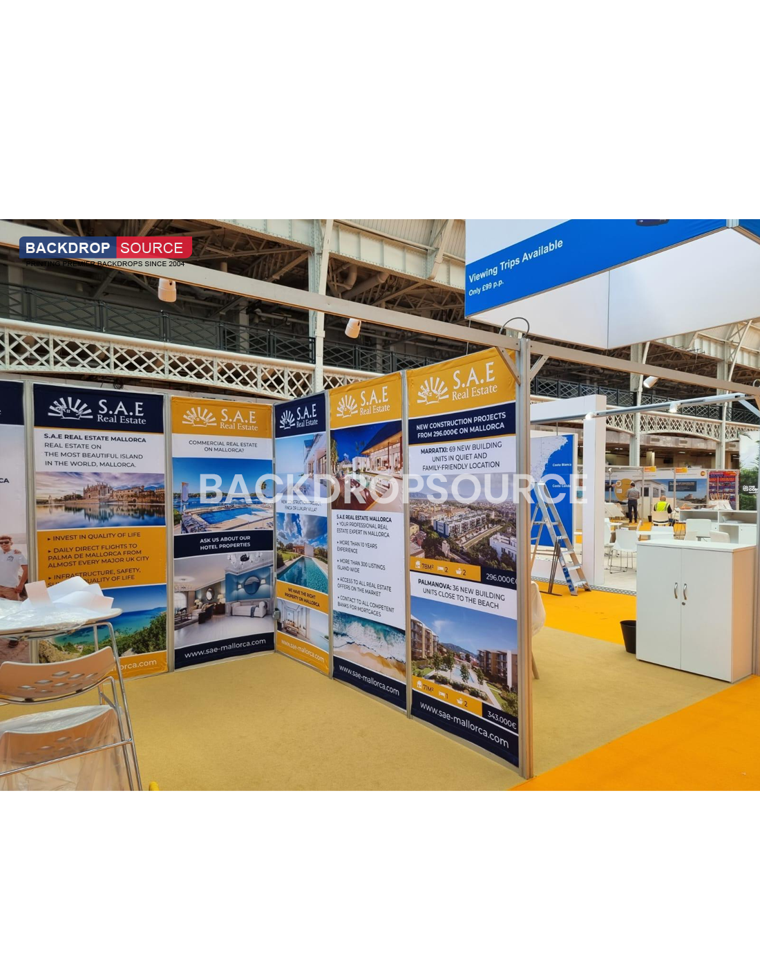 Gráficos de exhibición con esquema de concha para stand de 10 pies de ancho x 6,5 pies de profundidad
