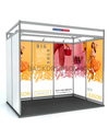 Gráficos de exhibición con diseño de concha para stand de 13,2 pies de ancho x 10 pies de profundidad