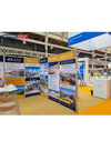 Gráficos de exhibición con diseño de concha para stand de 13,2 pies de ancho x 10 pies de profundidad