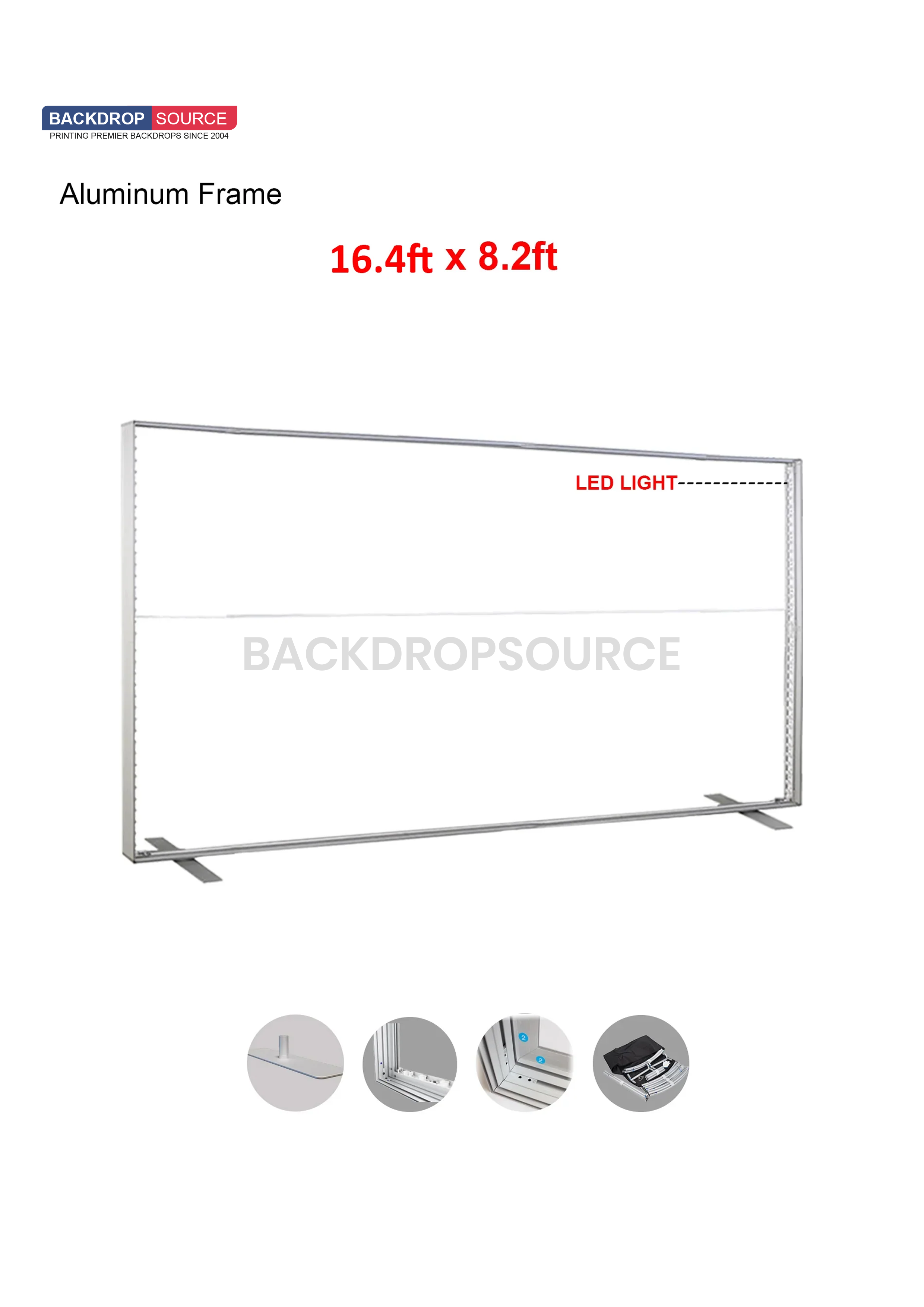 Exhibidor de caja de luz LED de tela sin marco SEG - 5 m de ancho x 2,5 m de alto