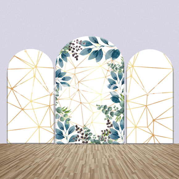 Painted Leaf with Golden Stripes Themed Party Backdrop Media Sets for Birthday / Events/ Weddings - Backdropsource