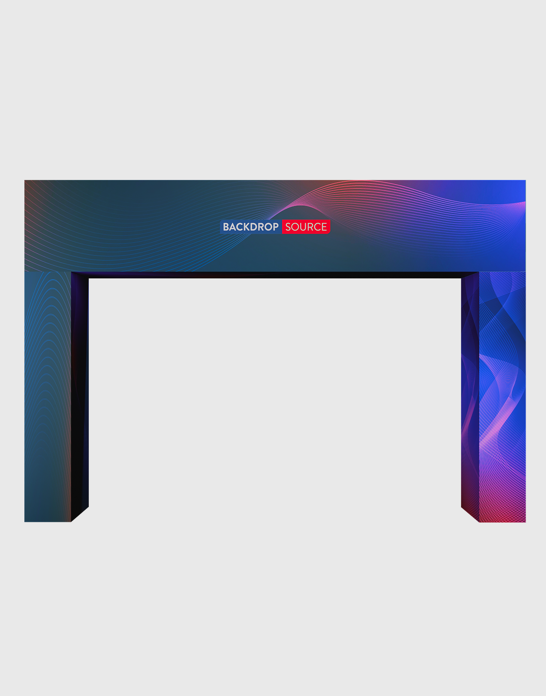 Arco para eventos con estructura en N personalizada y tela tensada
