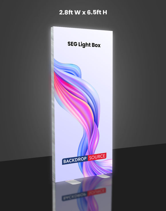 Exhibidor de caja de luz LED de tela sin marco SEG - 2,8 pies de ancho x 6,5 pies de alto