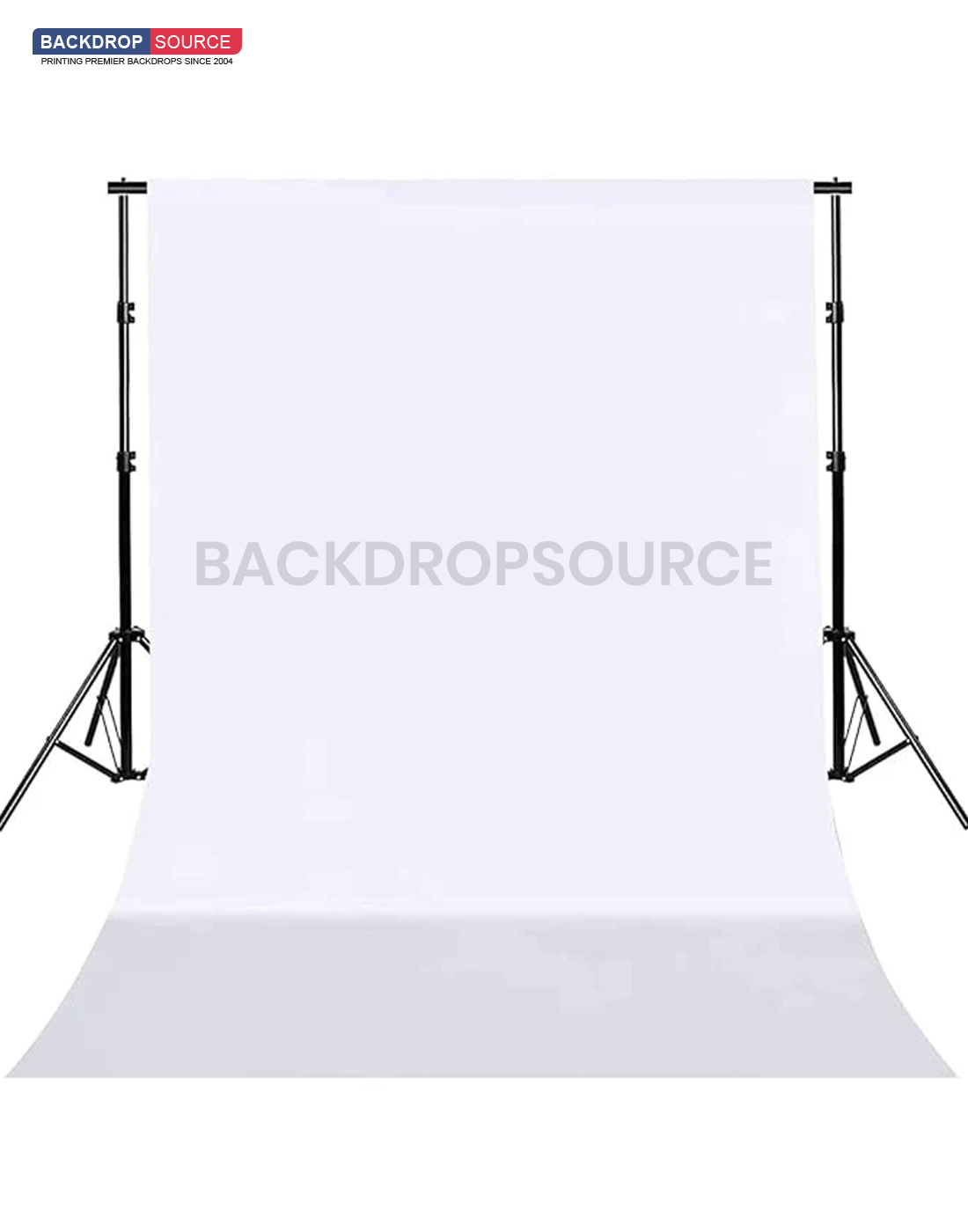 Fondo blanco/negro de 20' de ancho x 20' de alto con soporte