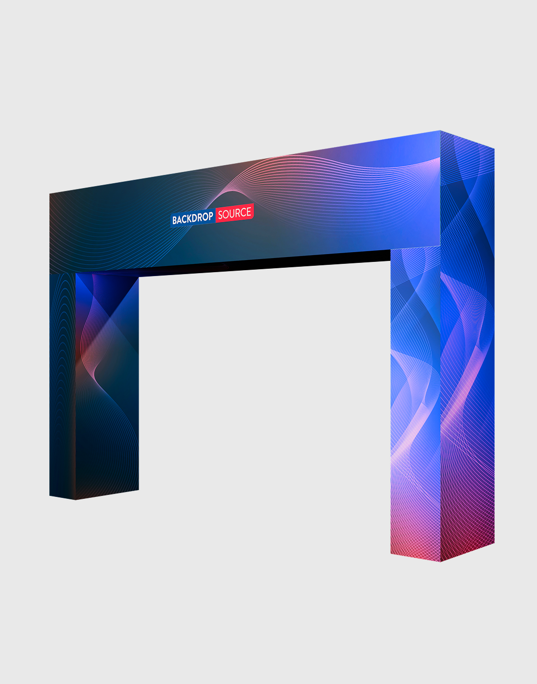 Arco para eventos con estructura en N personalizada y tela tensada