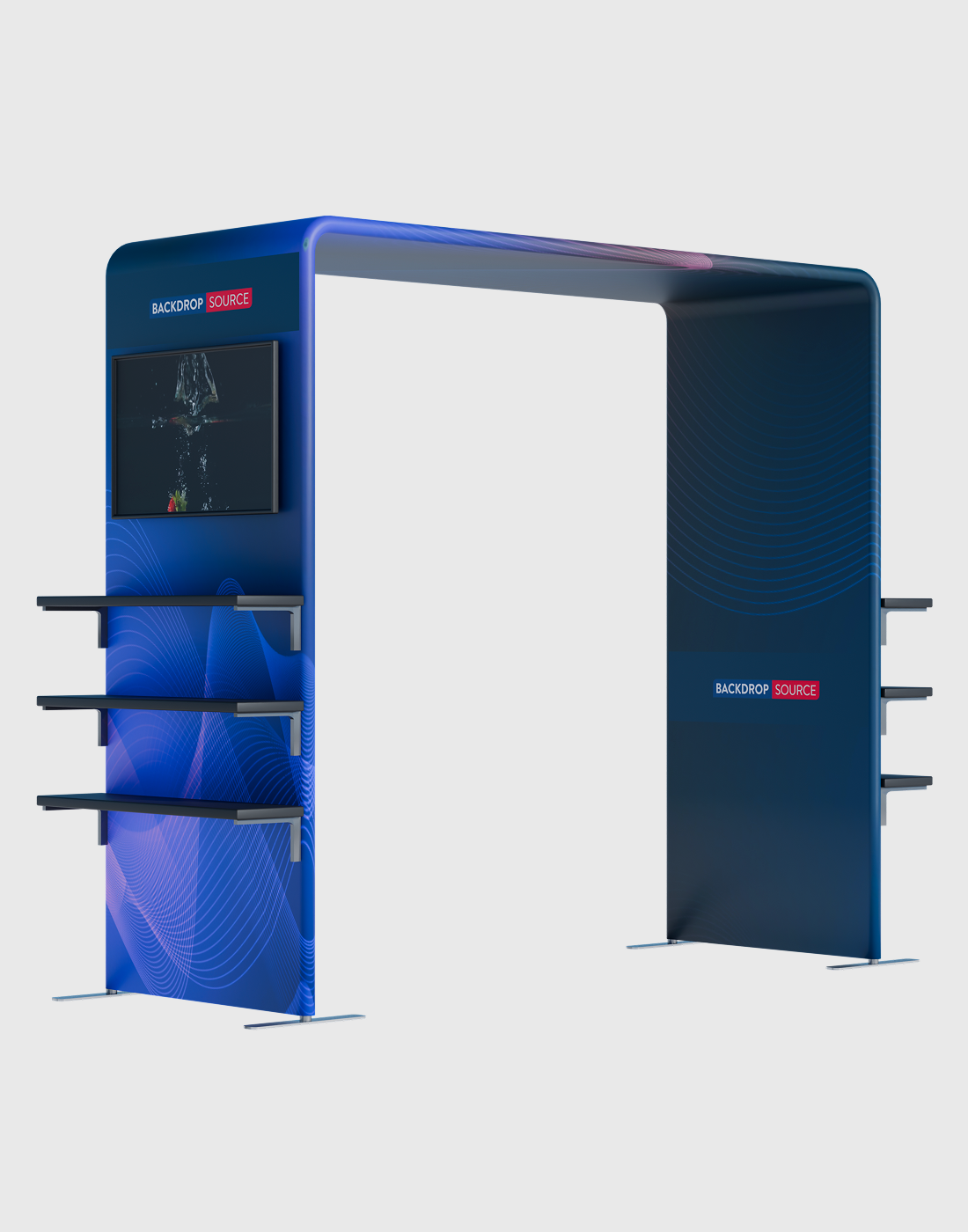 Square Arch Trade Show Display with Shelf & TV Rack