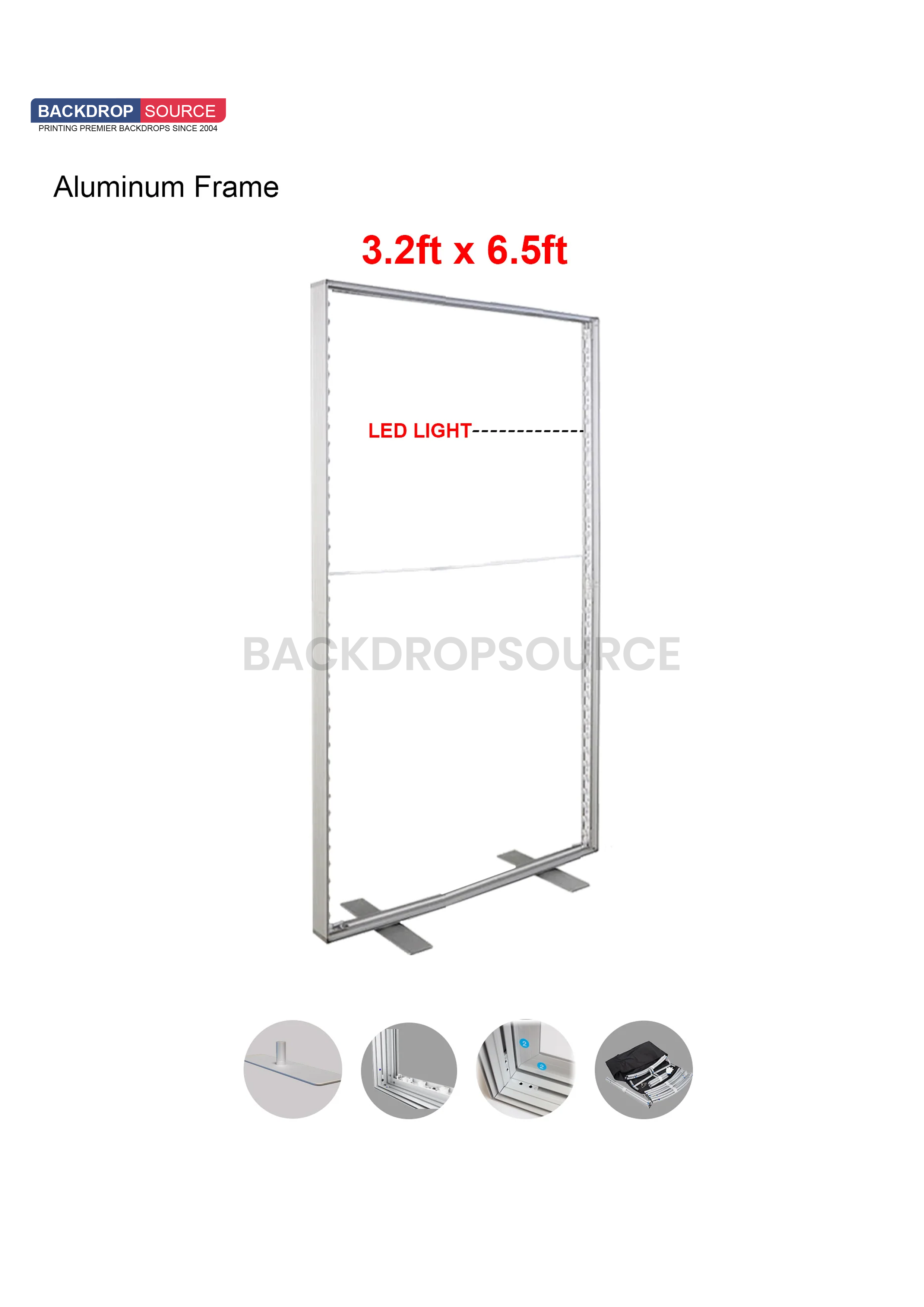 Exhibidor de caja de luz LED de tela sin marco SEG - 3,2 pies de ancho x 6,5 pies de alto