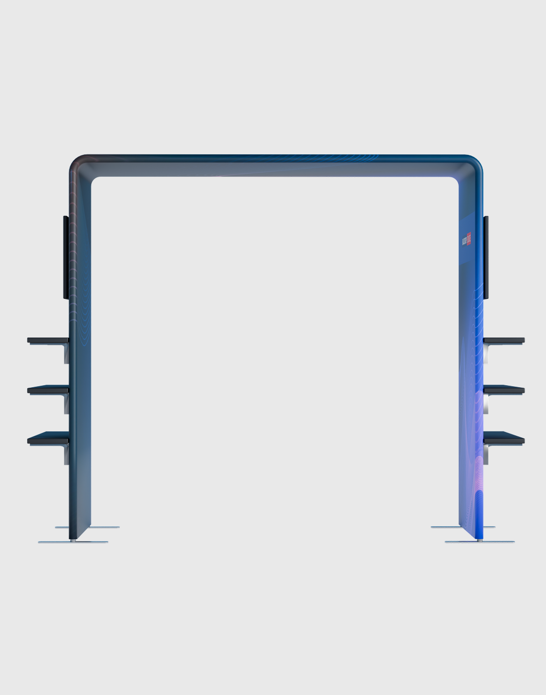 Square Arch Trade Show Display with Shelf & TV Rack