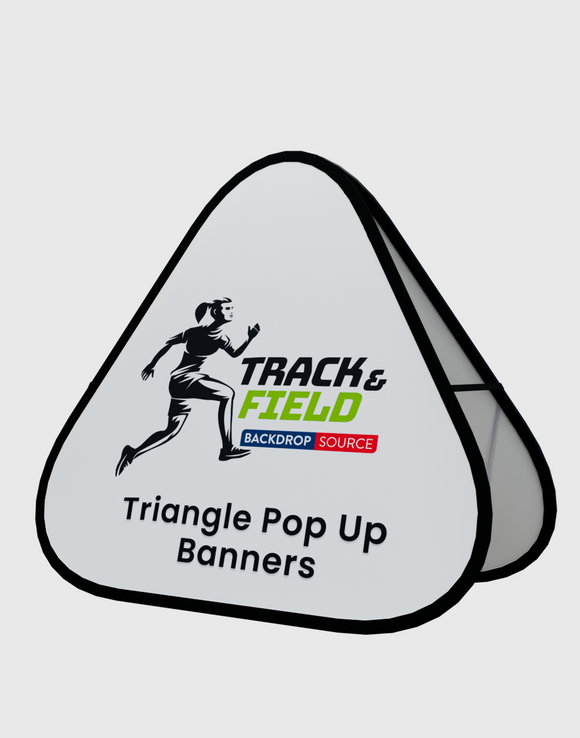 Banners desplegables triangulares (impresos a doble cara)