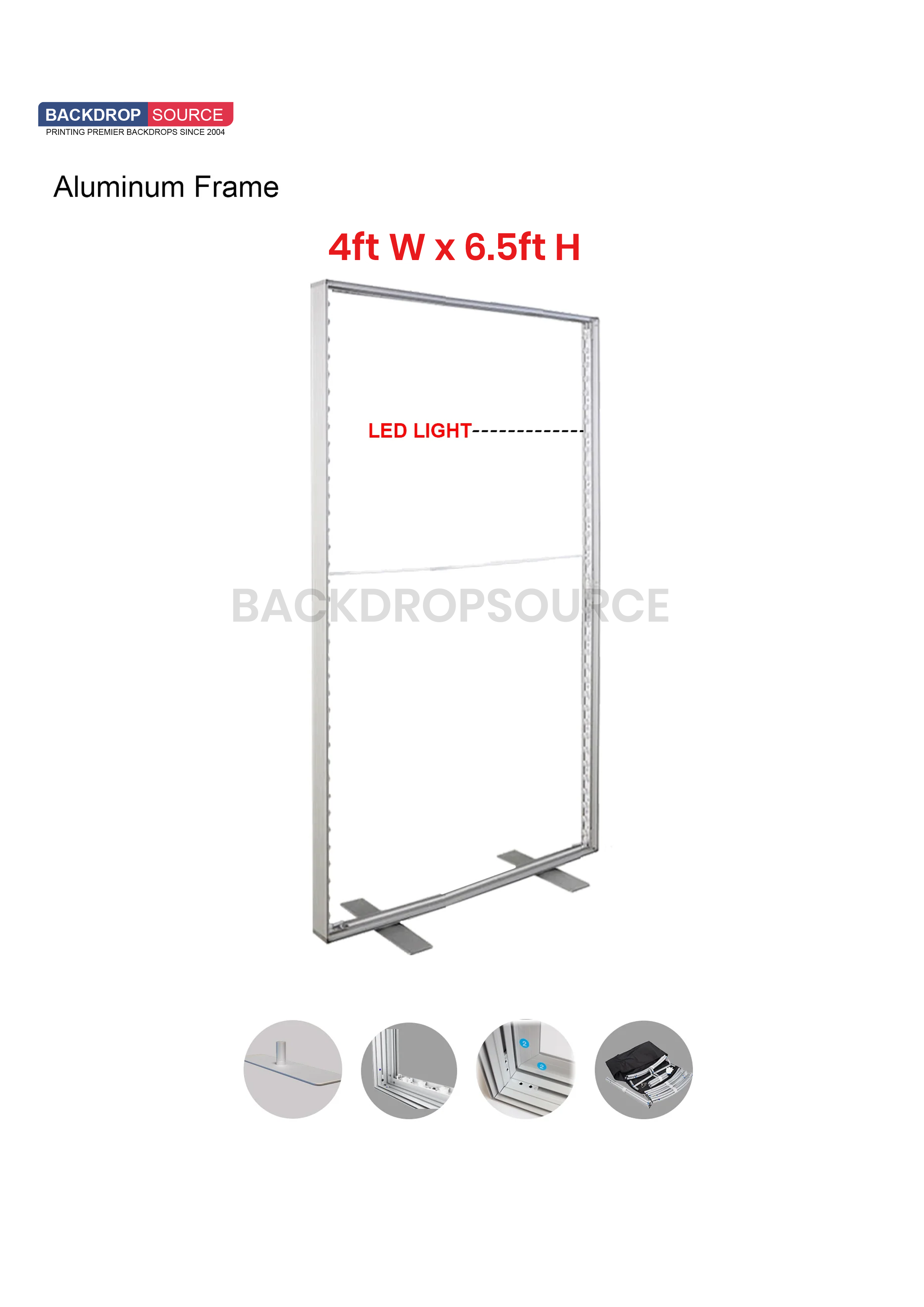 Exhibidor de caja de luz LED de tela sin marco SEG - 4 pies de ancho x 6,5 pies de alto
