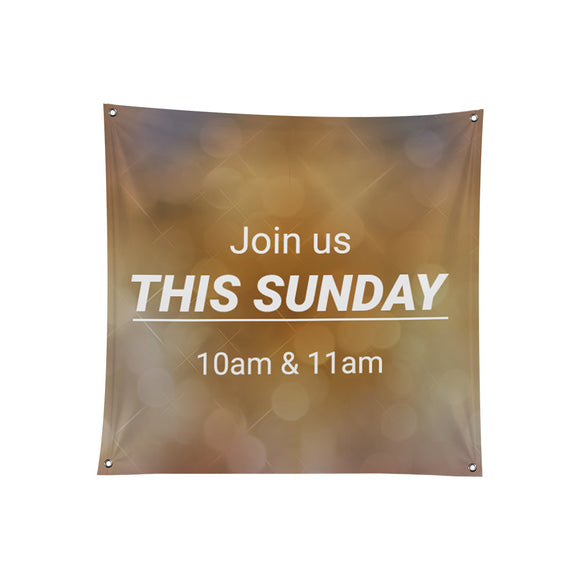 Church Welcome Join This Sunday 10 AM & 11AM Polyester Banner - Backdropsource