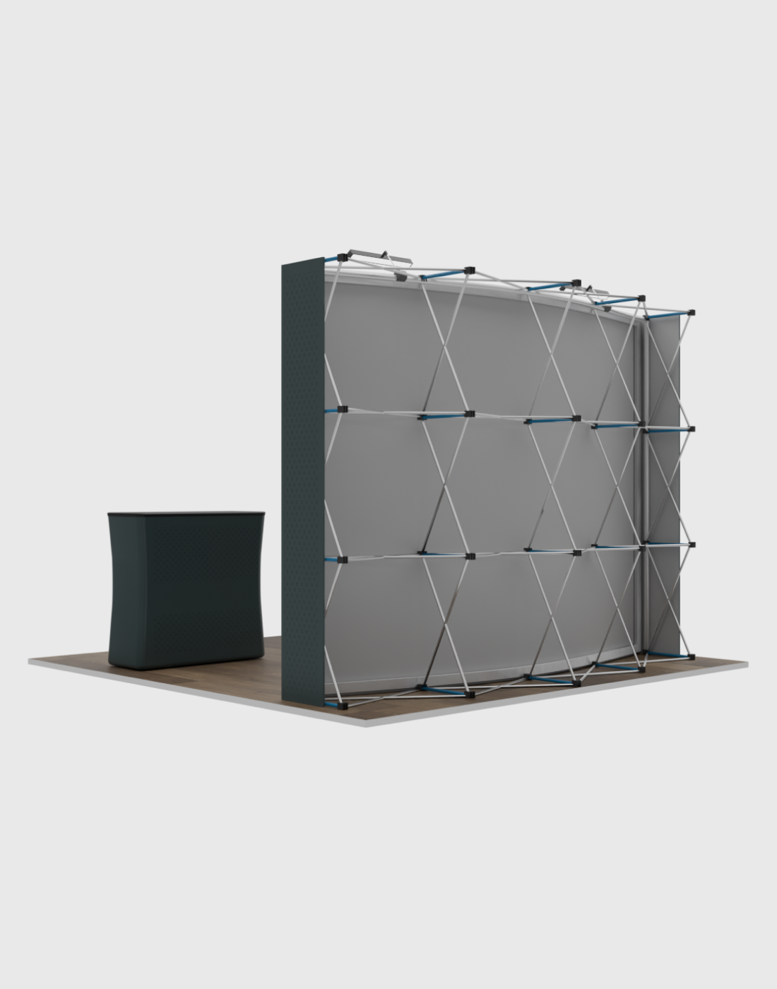 Kit de exhibición emergente curvo Pro 3 en 1 de 3 x 3 metros con luces Illume