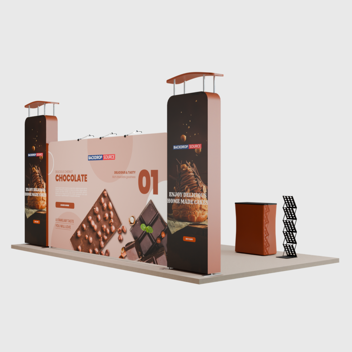 Kit de exhibición de fondo recto de 20 x 10 con pared 3D y arco