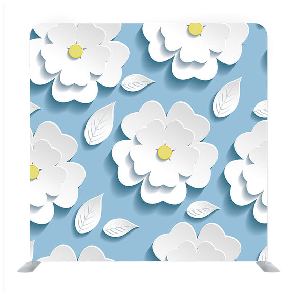 Beautiful Trendy Background Seamless Pattern Blue With White Blossoming  Backdrop - Backdropsource