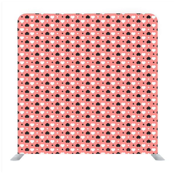 Black And White Little Hearts With Red Background Media Wall - Backdropsource