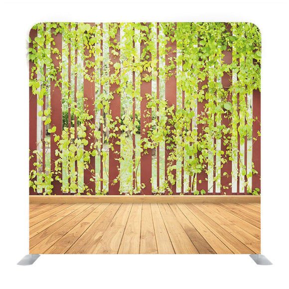 Brown Wall With Green Plants Media Wall - Backdropsource