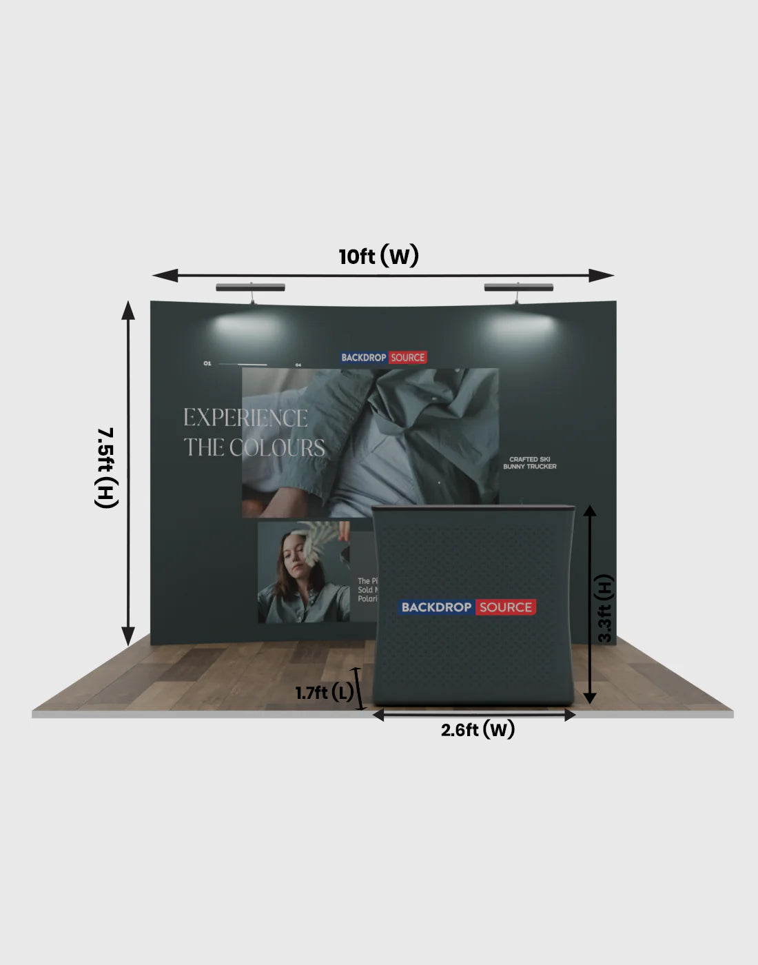Kit de exhibición emergente curvo Pro 3 en 1 de 3 x 3 metros con luces Illume