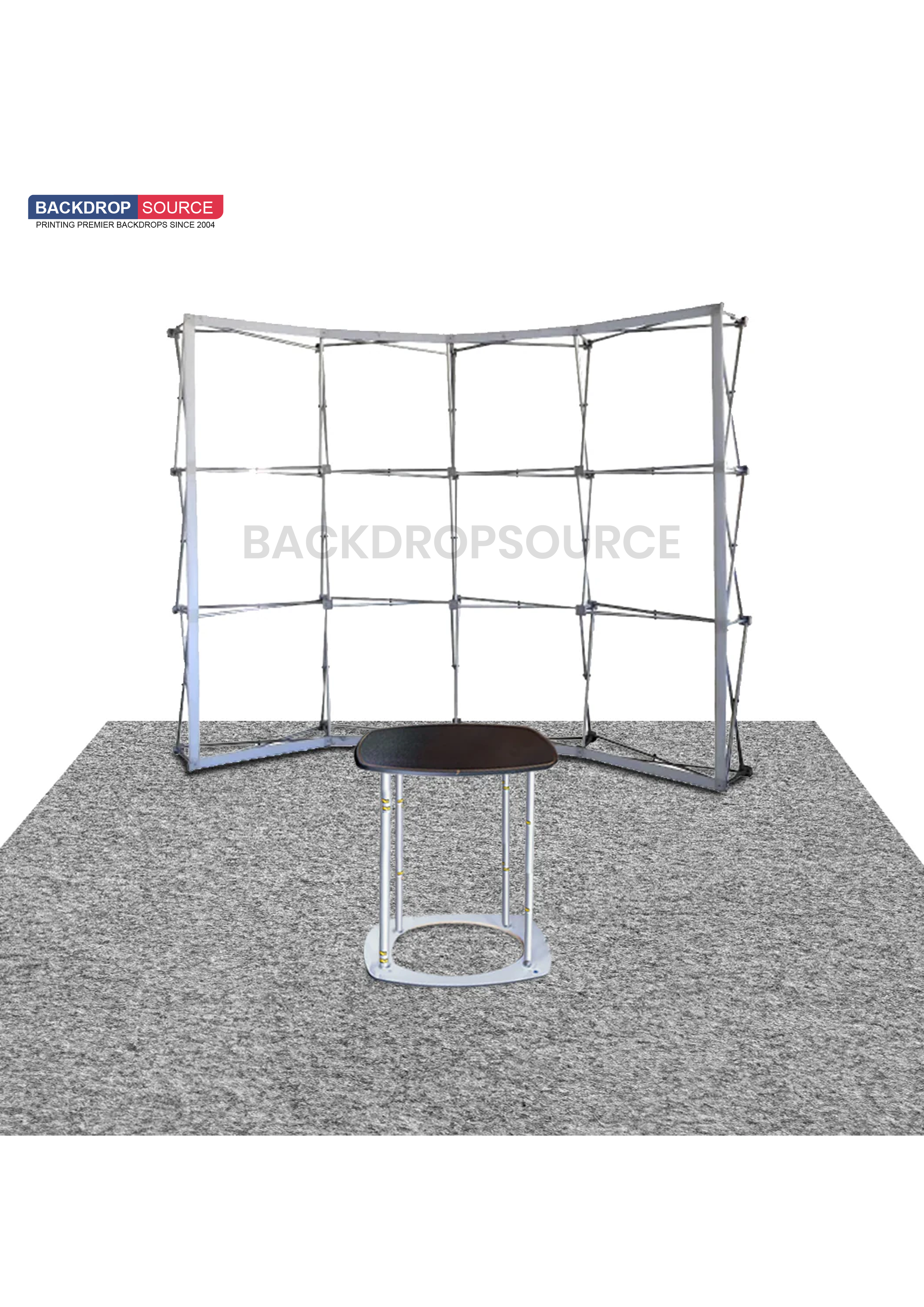 Kit de exhibición emergente curvo Pro 3 en 1 de 3 x 3 metros con luces Illume