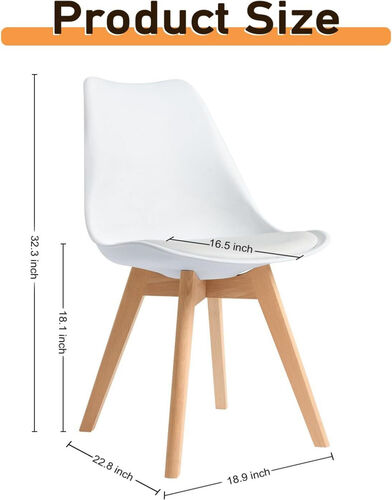 Silla de comedor moderna Canglong de mediados de siglo con patas de madera para cocina, sala de estar y comedor - Blanco