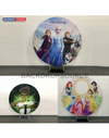 Impresión de diseño personalizado en soporte de marco redondo para fiestas, eventos y bodas.