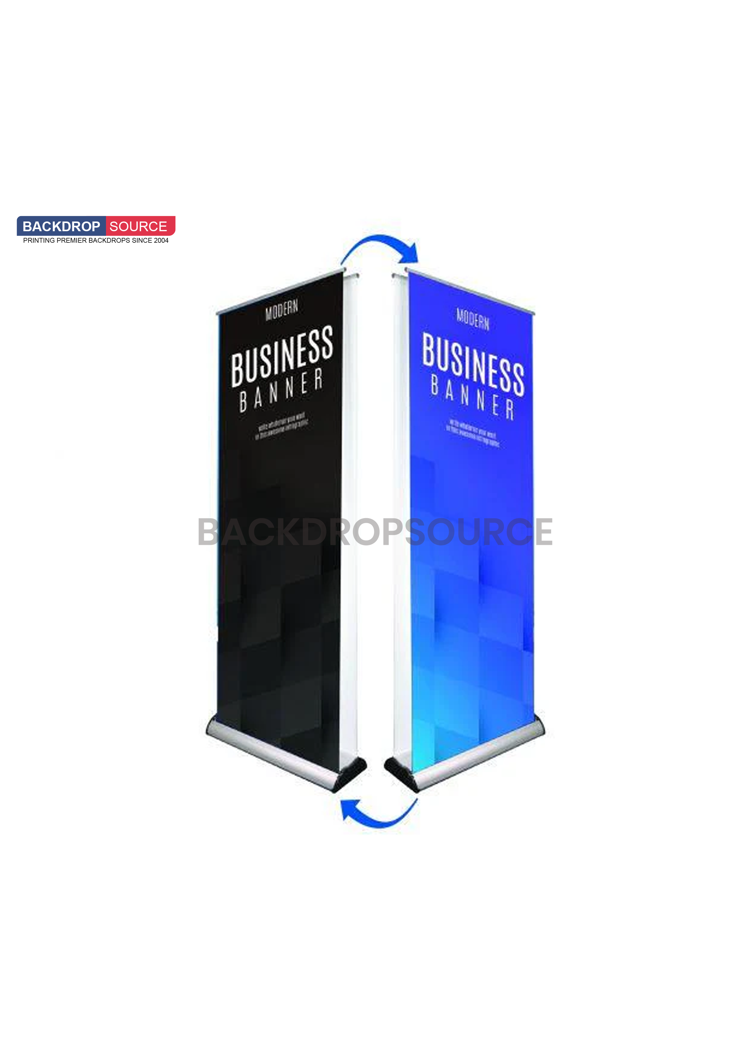 Banner enrollable de base ancha de doble cara