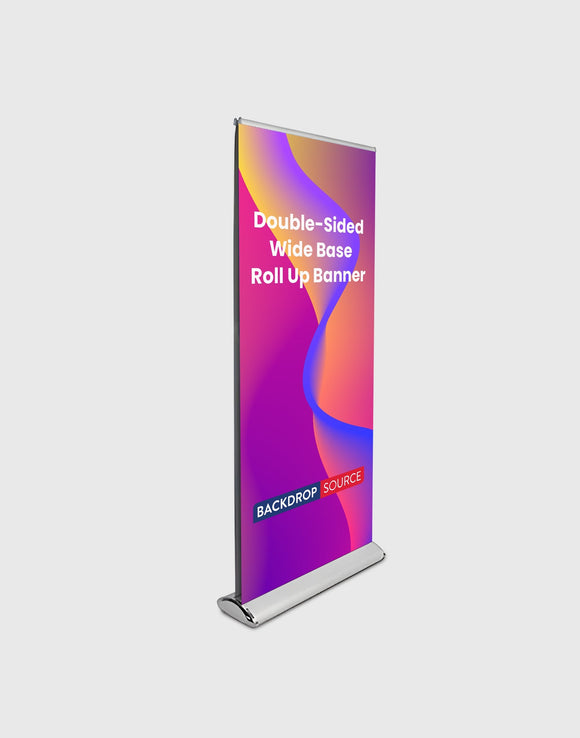 Banner enrollable de base ancha de doble cara