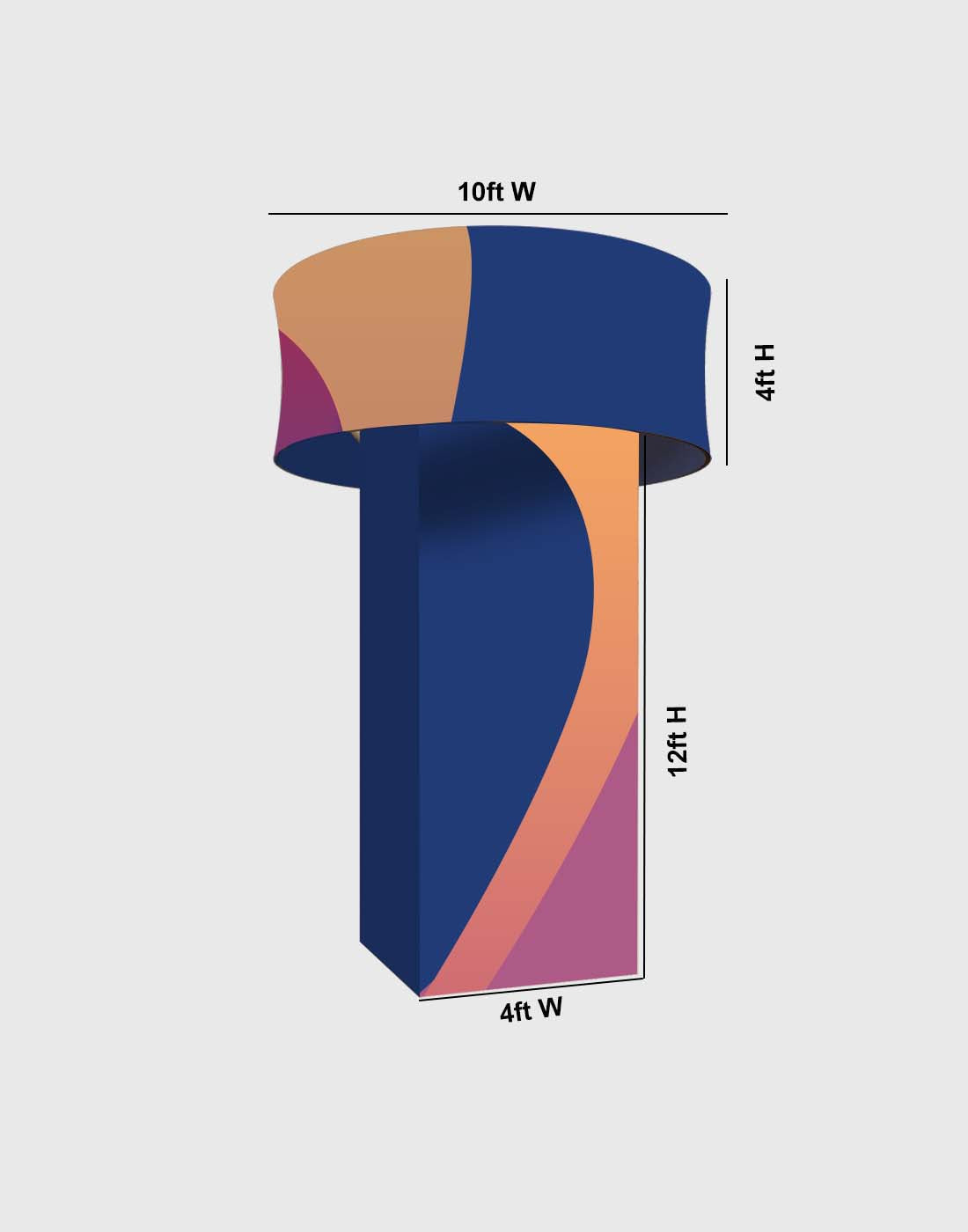 Soporte de columna de torre de tela con círculo