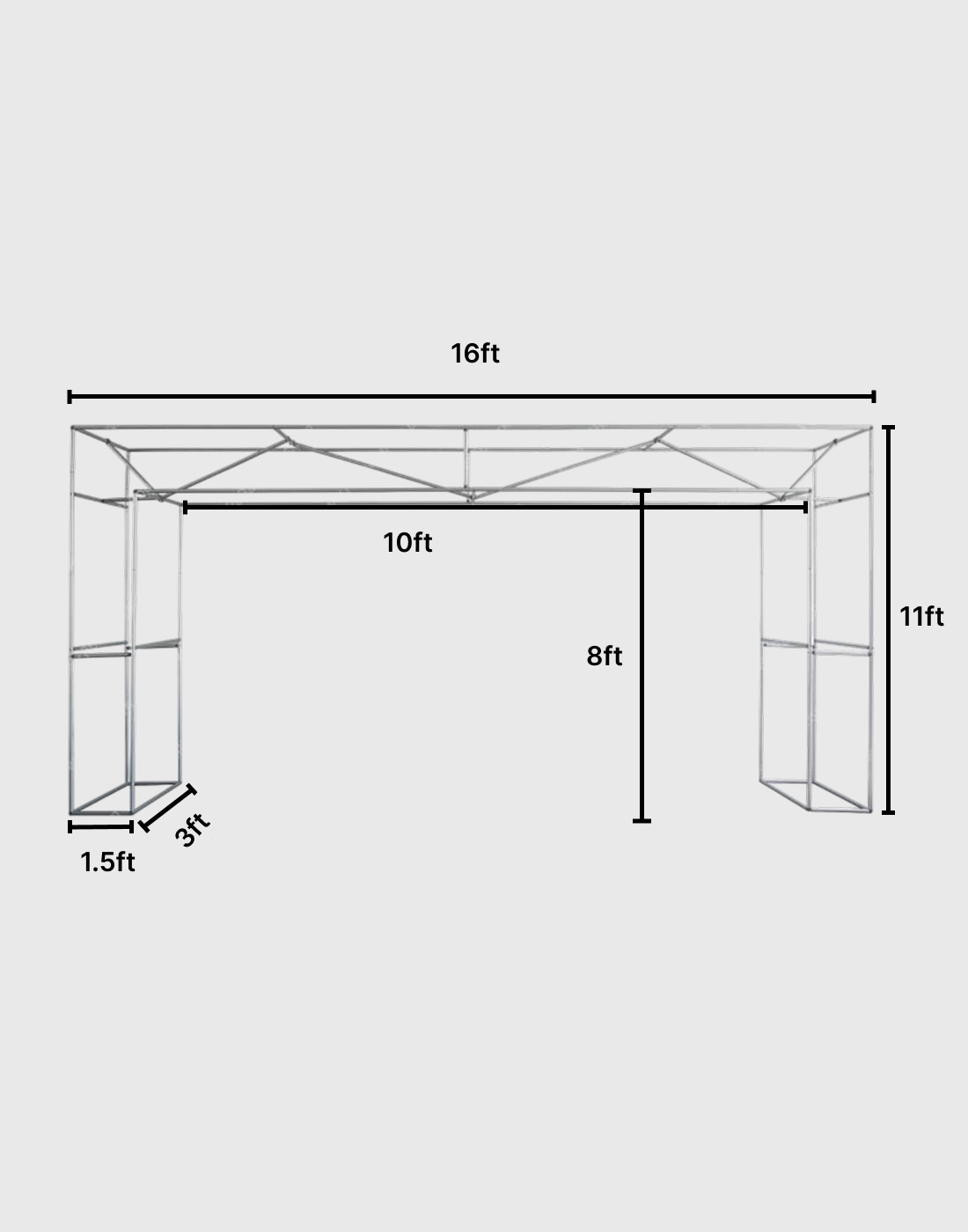 Arco para eventos con estructura en N personalizada y tela tensada