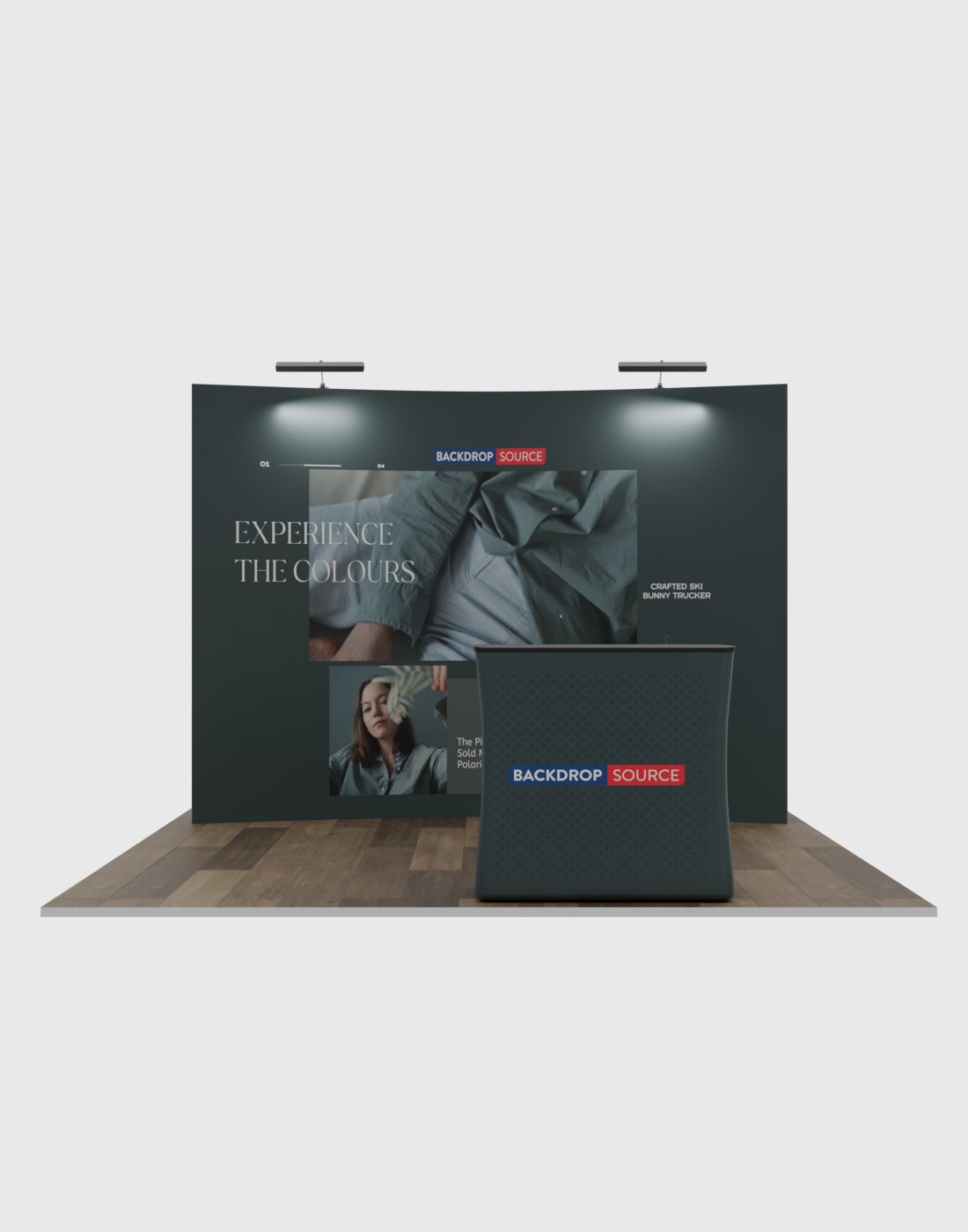 Kit de exhibición emergente curvo Pro 3 en 1 de 3 x 3 metros con luces Illume