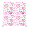 Hand drawn baby pink heart pattern with  white backdrop Media wall - Backdropsource