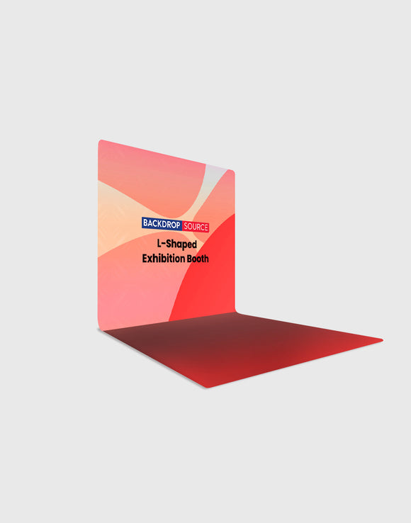 Stand de exposición en forma de L con impresión personalizada
