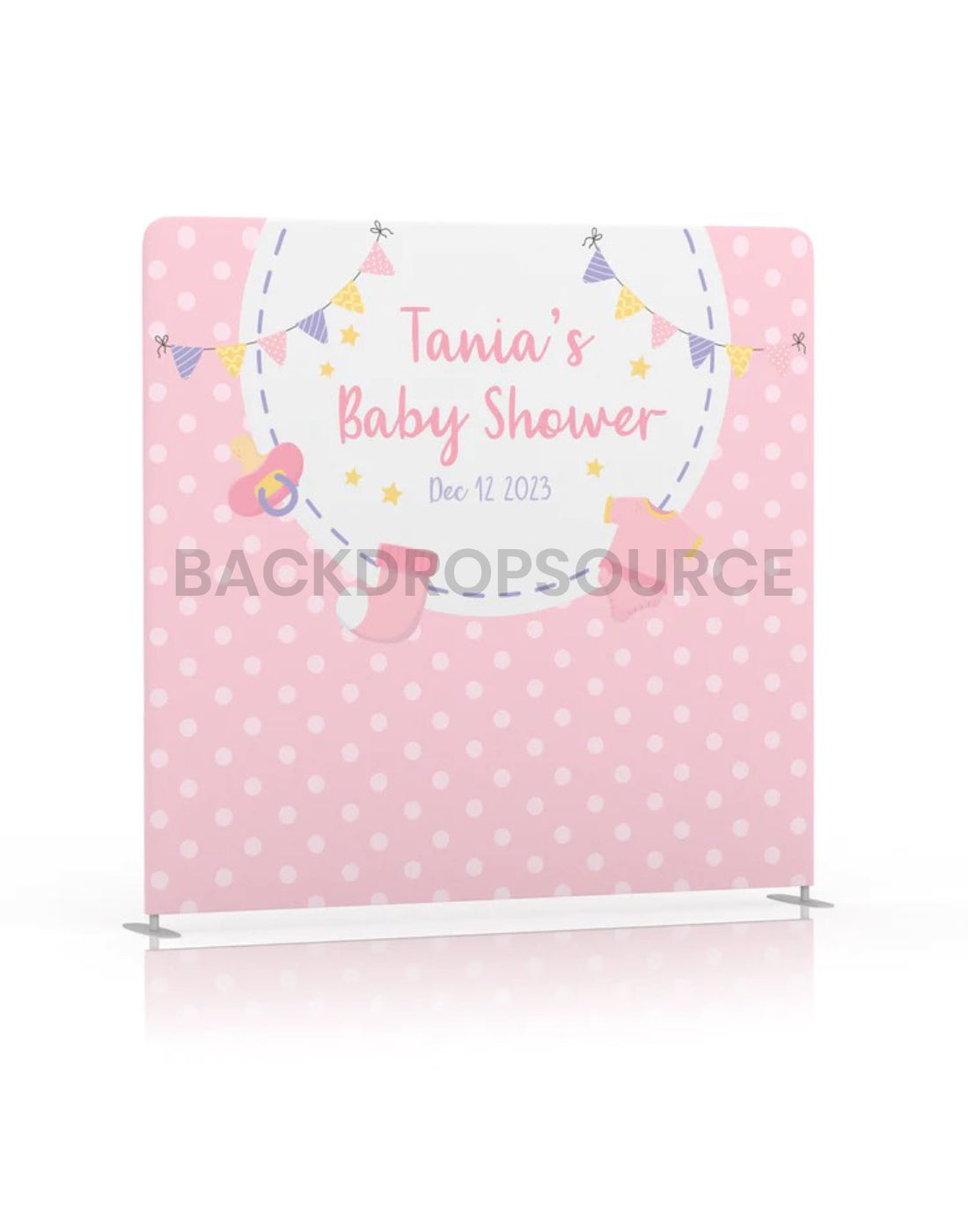 Fondo para baby shower con rubor y banderines