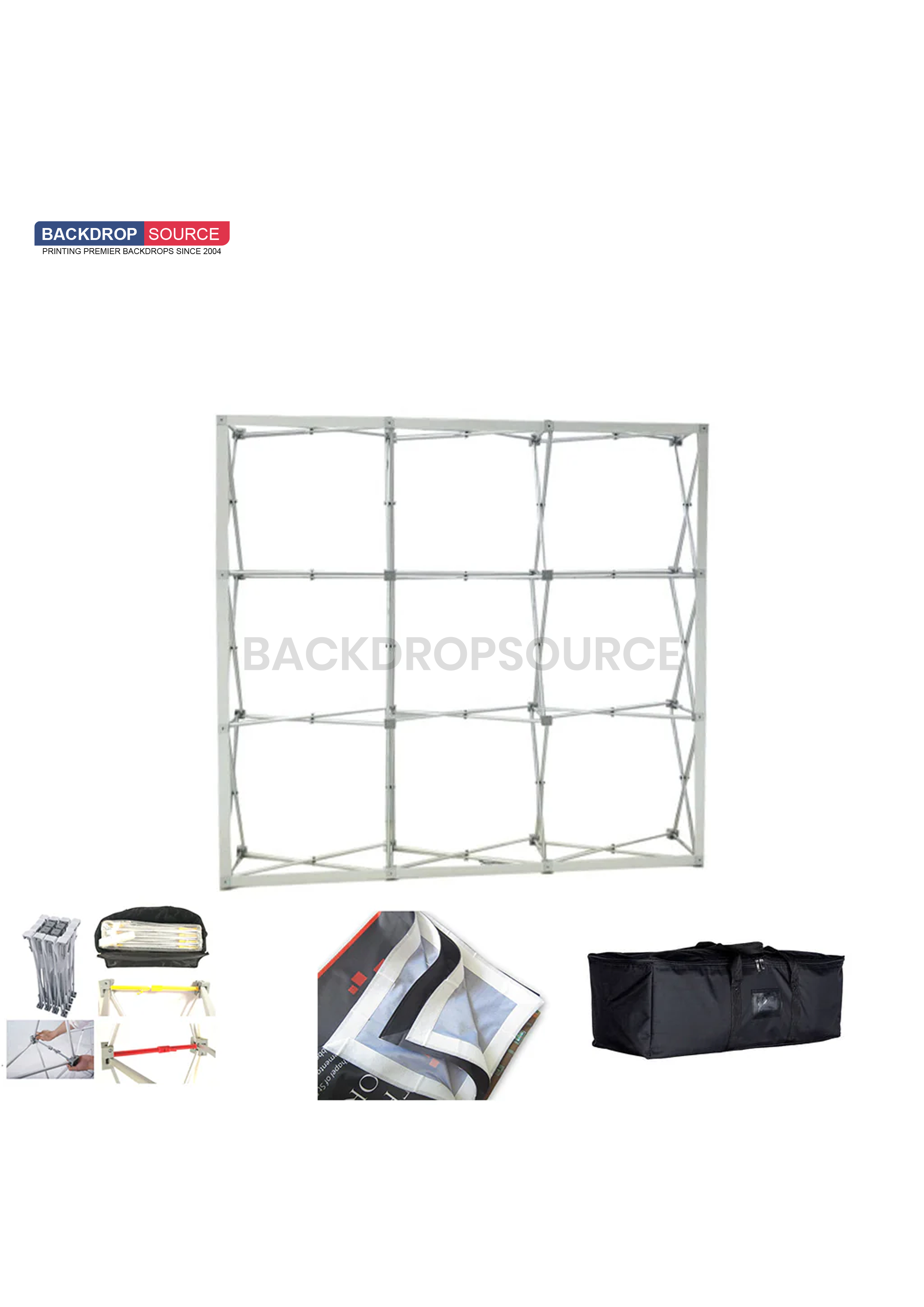 Expositor de pared portátil de tela con velcro, desplegable y recto