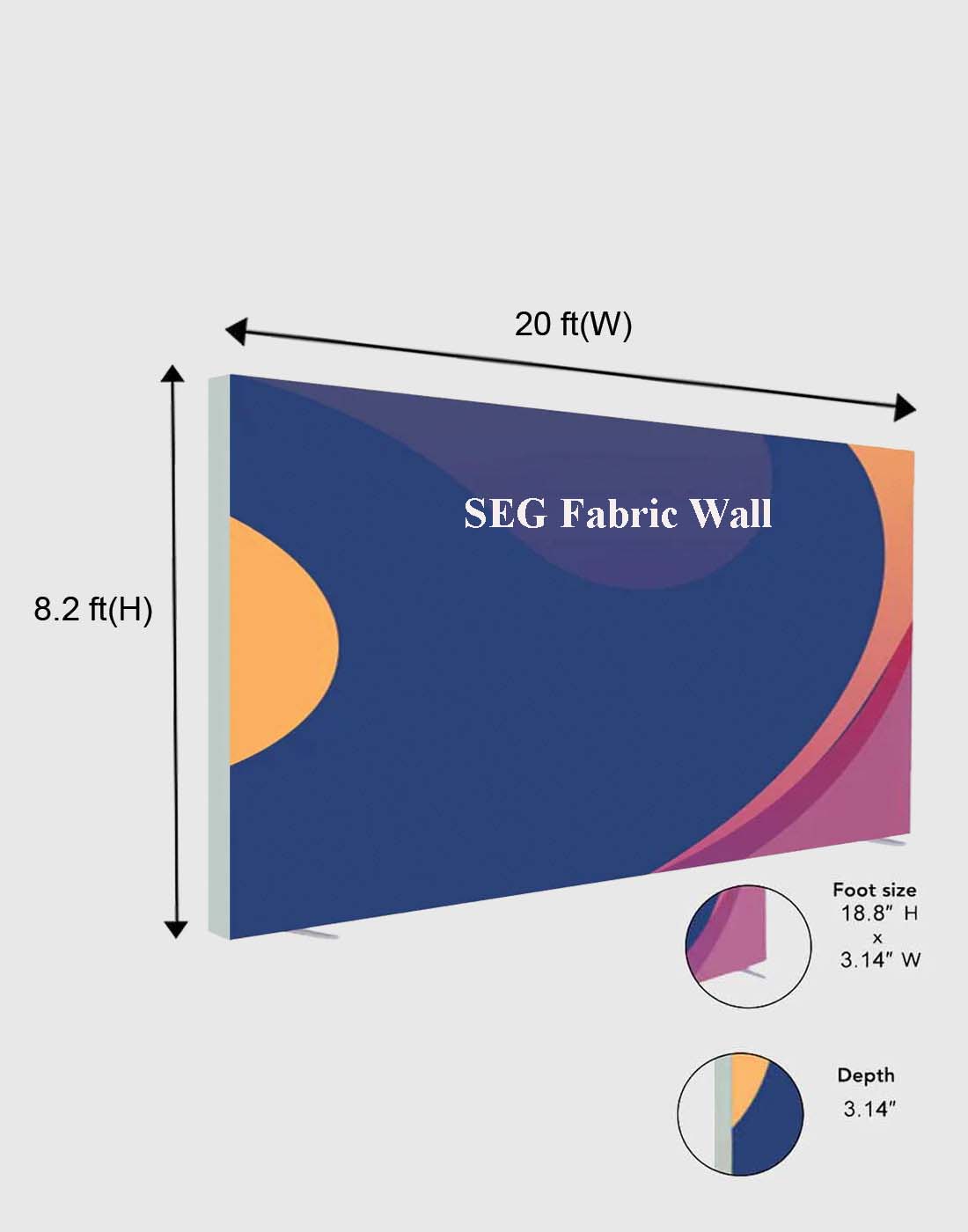 Pared multimedia de tela SEG - 20 pies