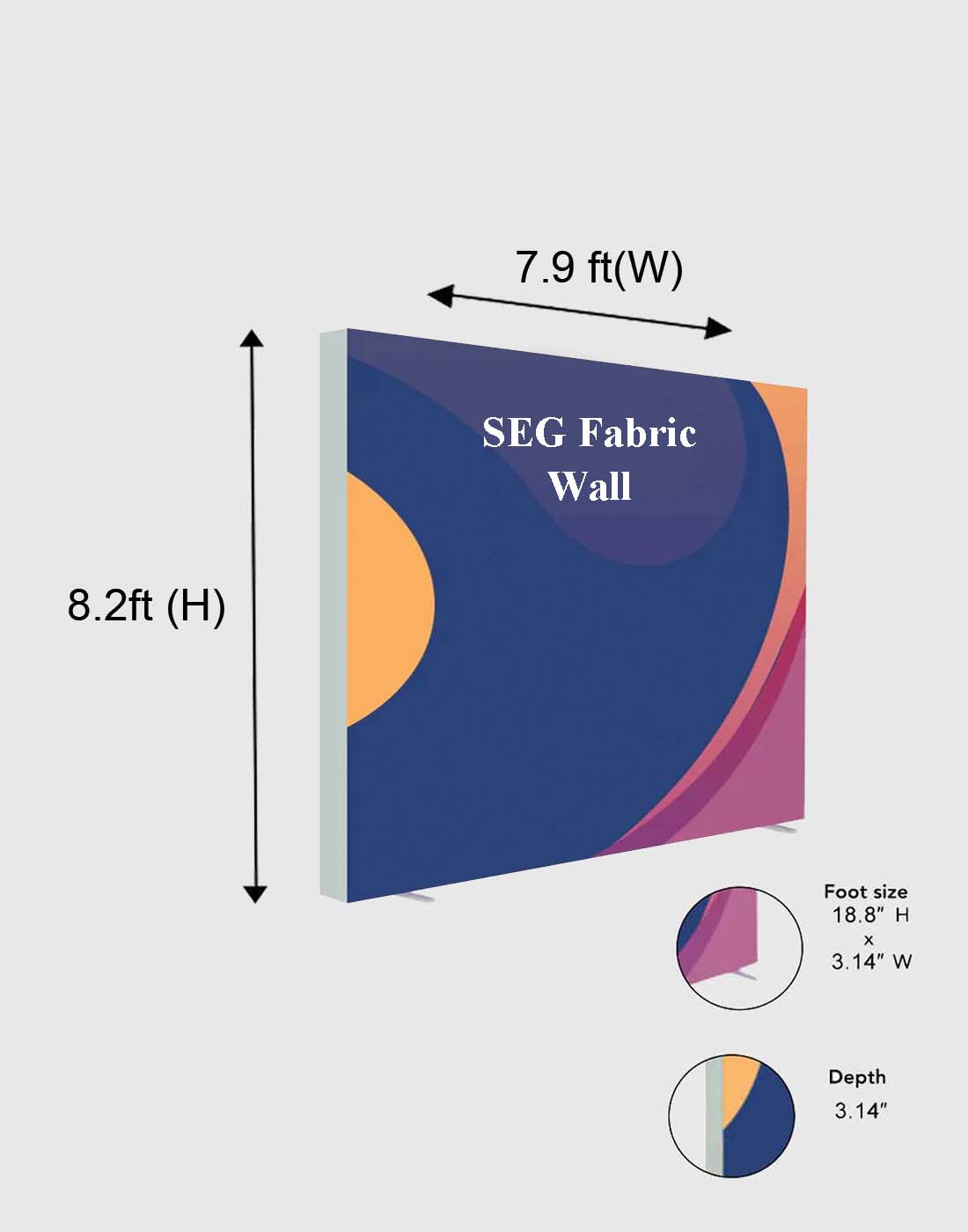Pared multimedia de tela SEG - 2,4 m x 2,4 m